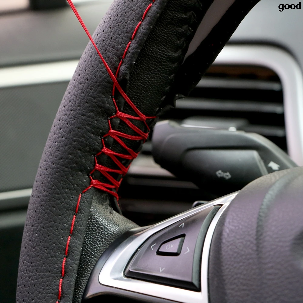 Чехол на руль автомобиля из кожи диаметром 38 см для Volkswagen VW Golf 4 5 7 6 MK4, Honda Civic 2006-2011, Accord Hub On.