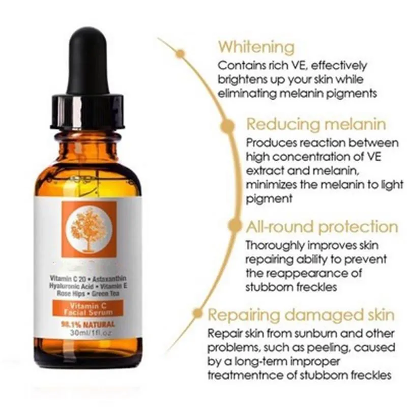 

Vitamin C & E Serum Hyaluronic Acid Moistening Whitening Rem eliminating melanin pigments freckle 30ml