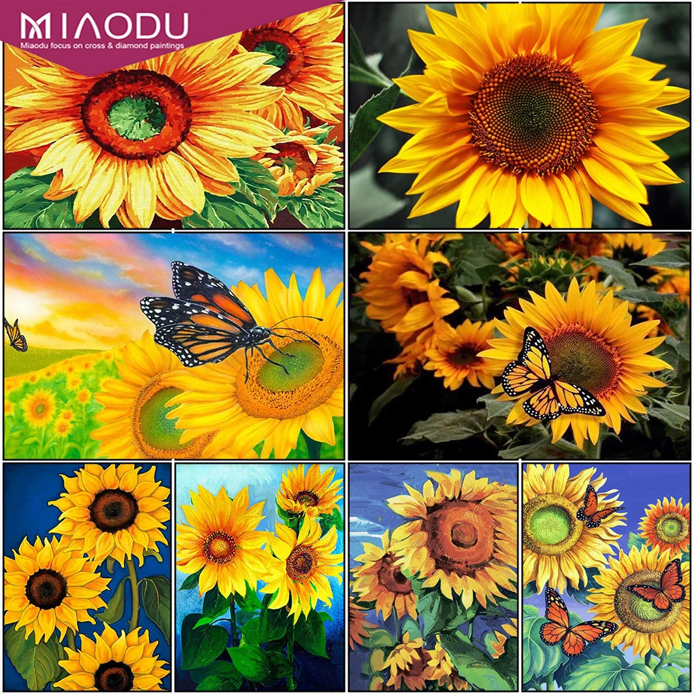 

Miaodu DIY Handmade Sunflower Diamond Embroidery Decoration Painting Full Drill Cross Stitch Manual Art Picture Of Rhinestones
