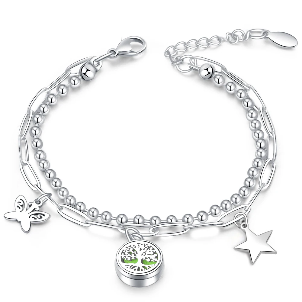 Женский ювелирный браслет с пятиконечной звездой и бабочкой | Украшения