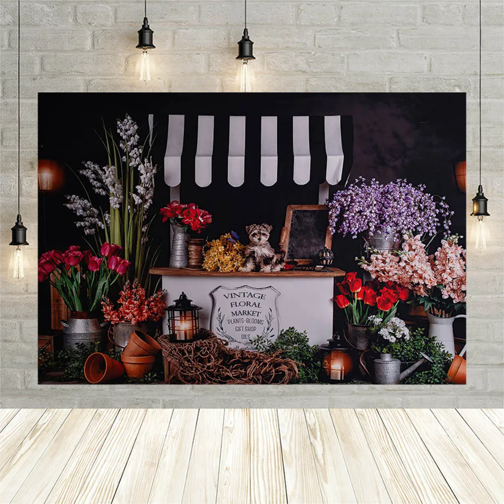 

Avezano Vintage Floral Market Background For Photography Flower Blooms Plants Gift Shop Baby Cake Smash Backdrop Photo Studio