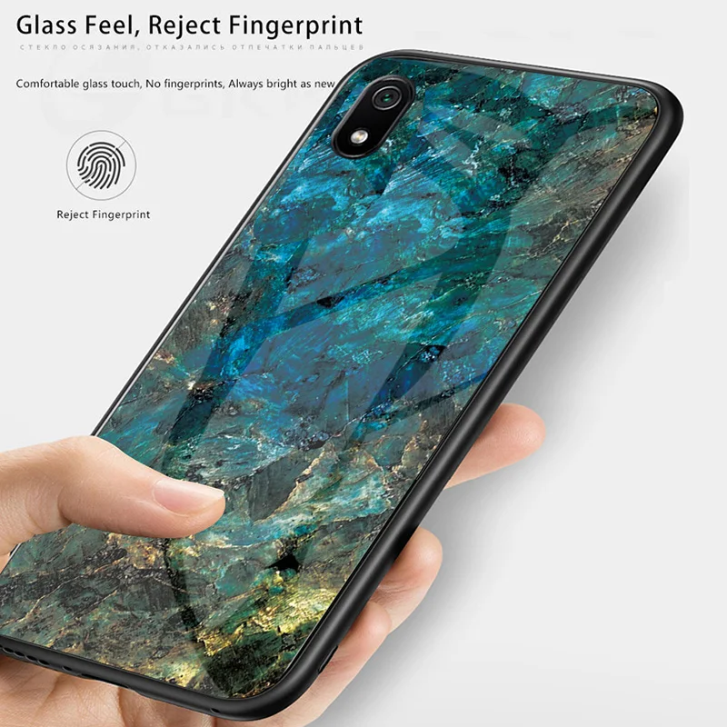Роскошный стеклянный чехол для Redmi 7A Чехол 9 H силиконовый из закаленного стекла
