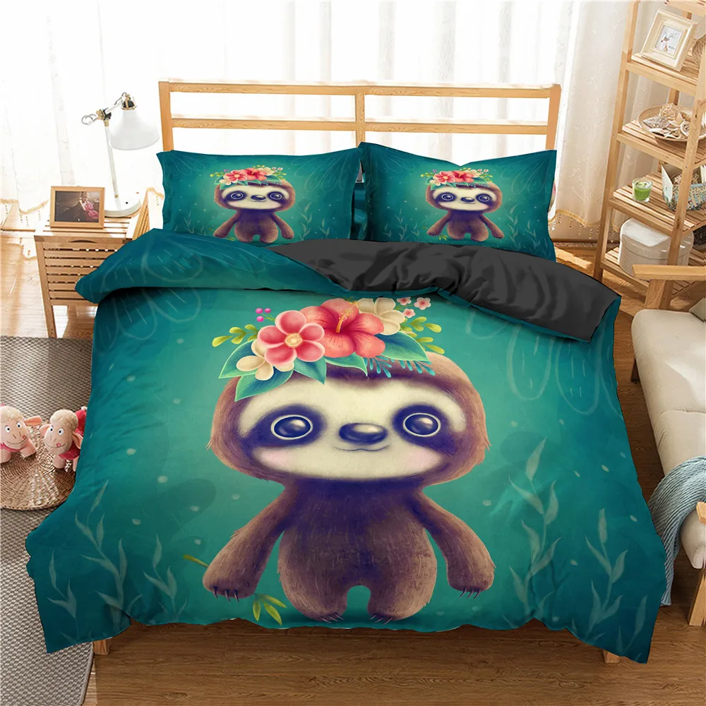 Комплект постельного белья для детей с рисунком Ленивец пододеяльник наволочки