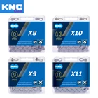 Цепь KMC X8, X9, X10, X11, EPT, 116 звеньев, 9 В, 10 в, 11 в, 8 скоростей, серебристая, предотвращает ржавчину, ссветильник Кая, двойная цепь для горного и дорожного велосипеда
