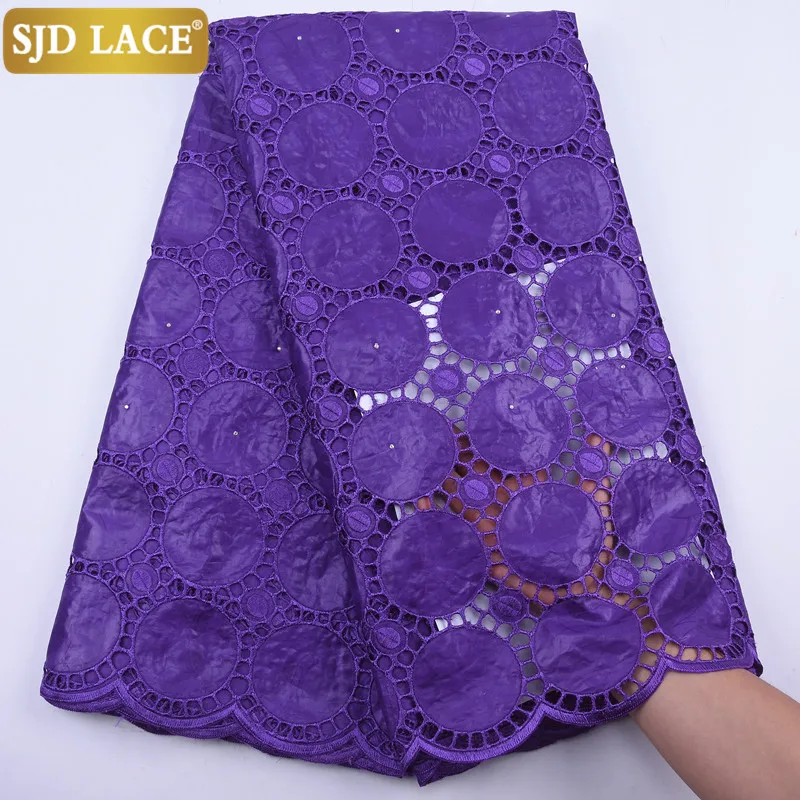 Кружевная синяя африканская базиновая богатая ткань SJD с Бродом последние 5 ярдов