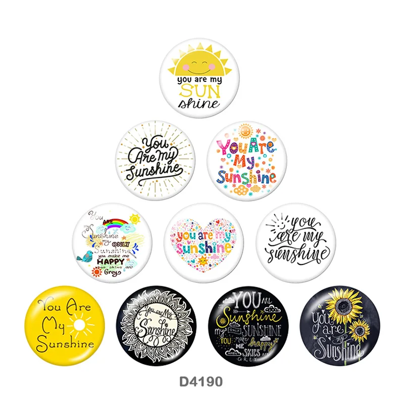 Round glass cabochon Fridge stickers Keychain Aroma Locket snap button jewelry 10pcs/set D4190