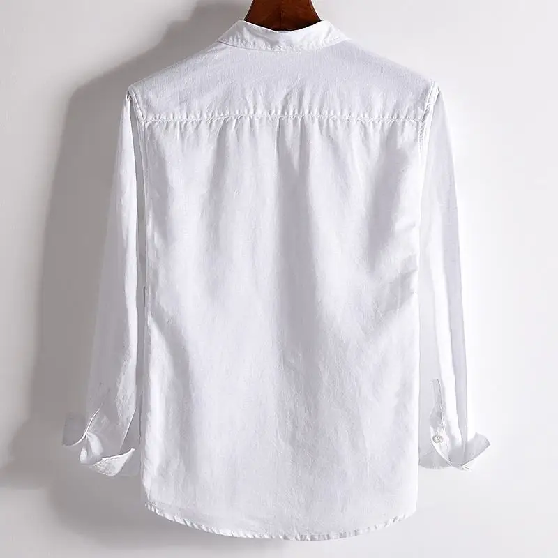 Высокое качество 2020 новая весенняя Мужская льняная Рубашка с длинным рукавом