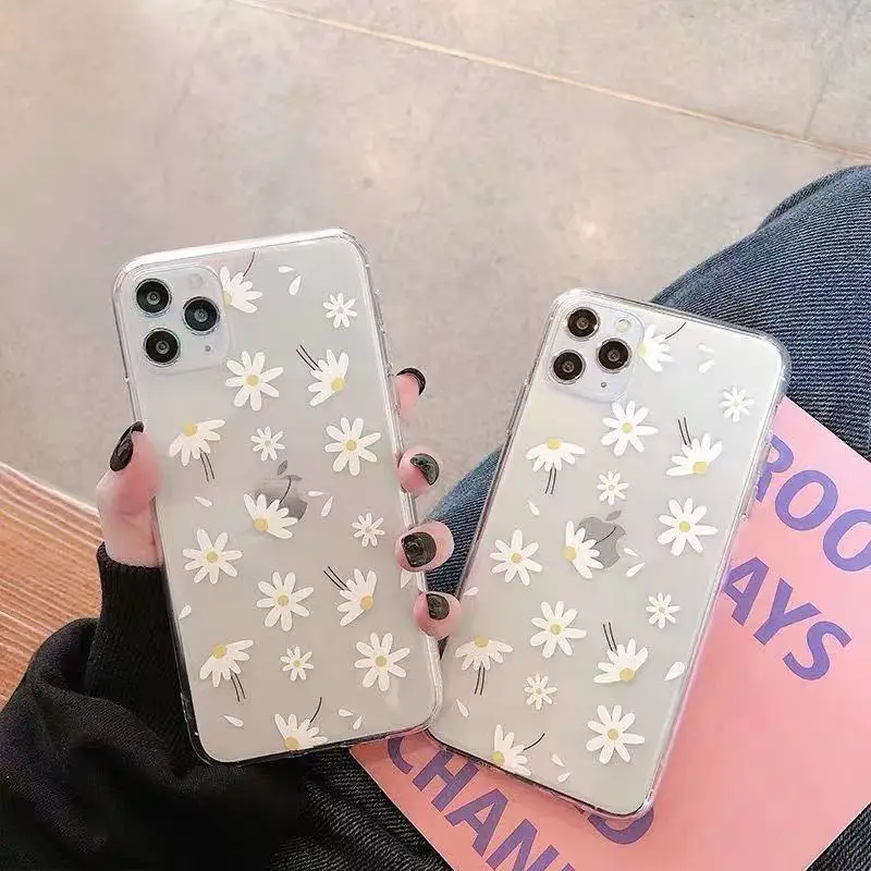 

Cartoon Cute Fresh Daisy Case for Apple iphone XR 11 12 pro XS max X 5 5s 6 8 6s 7 plus Se 2020 12 mini TPU Transparent Cover