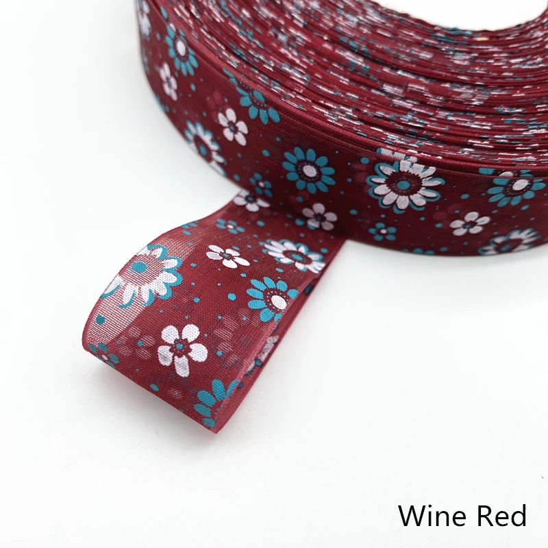 Ленты из органзы с цветочным принтом 5 ярдов 25 мм|Ленты для шитья| |