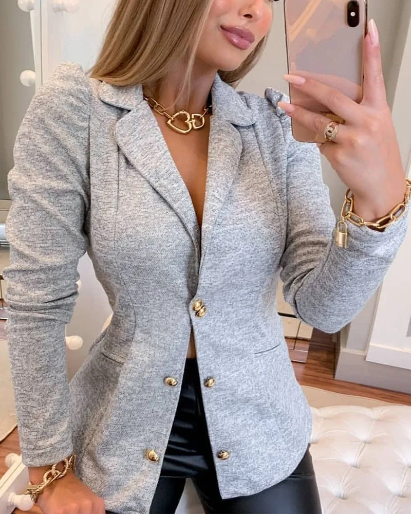

Long Sleeve Single Breasted Blazer Coat