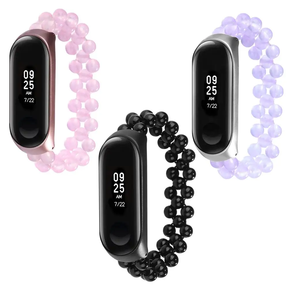 Женский браслет на запястье для Xiaomi Miband 4 3 с агатом и кристаллами ювелирные
