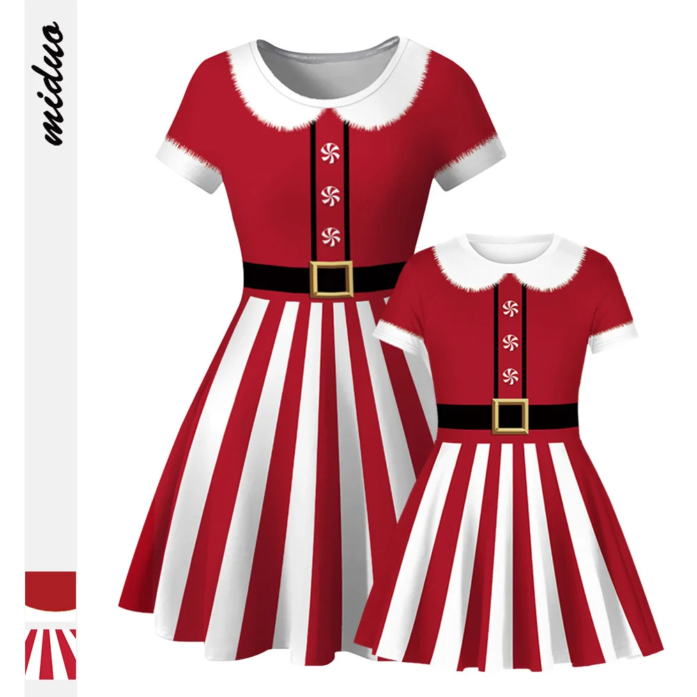 Рождественская одежда для мамы и дочки маленьких девочек рождественское платье