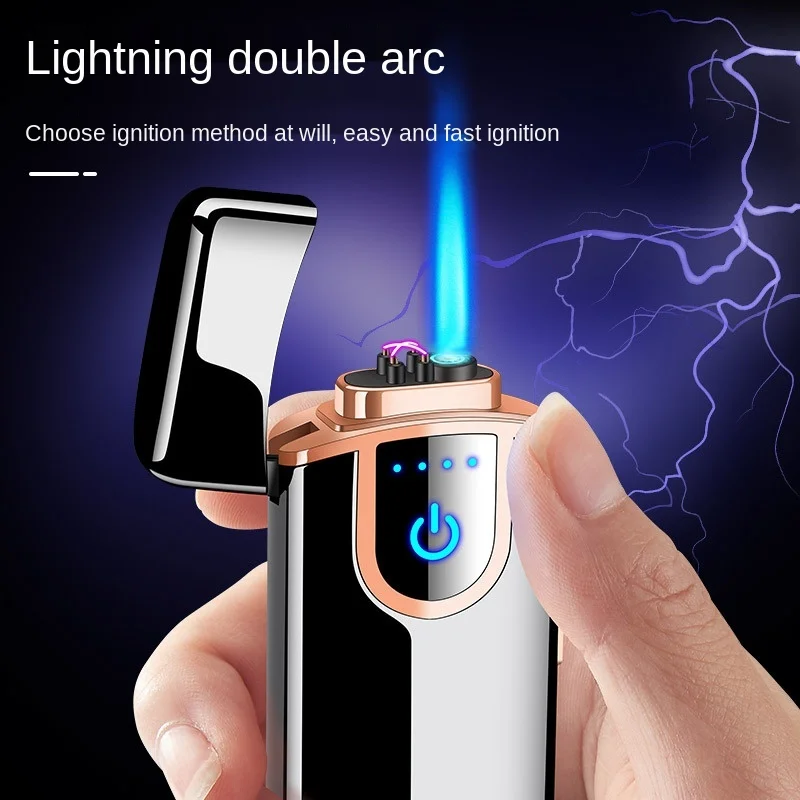Зажигалка плазменная с двойной дугой защитой от ветра металлическая USB | Дом и сад