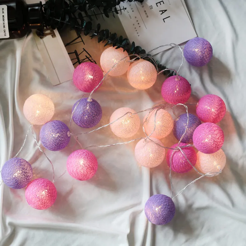 Rose Purple QYJSD, новинка, внутренний хлопковый шар гирлянды светильник, гирлянда для рождества, Нового года, праздника, свадьбы, вечеринки, детская кровать, сказочный светильник, Декор - Испускаемый цвет: Rose Purple