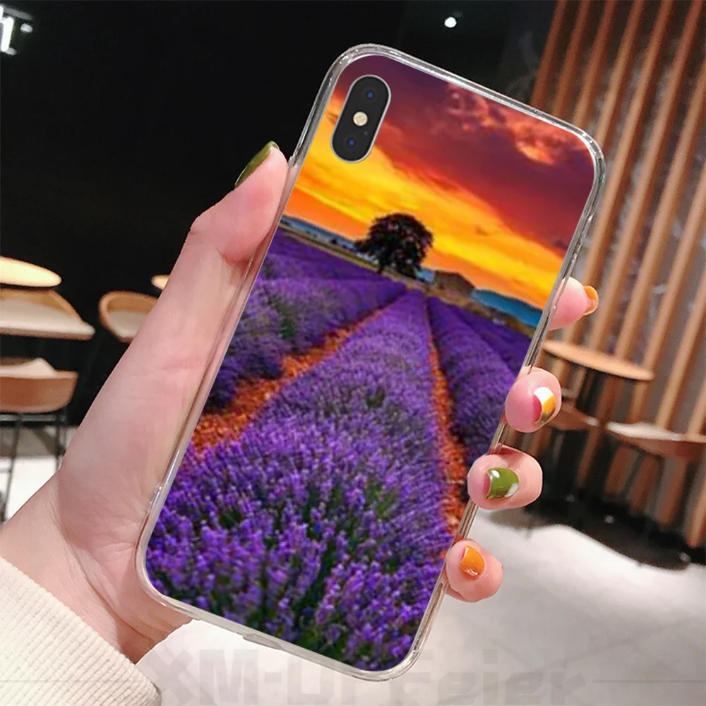 Viviana простой Лавандовый фиолетовый Цветочный Мягкий чехол для iPhone 11 pro XS MAX 8 7 6 6S Plus