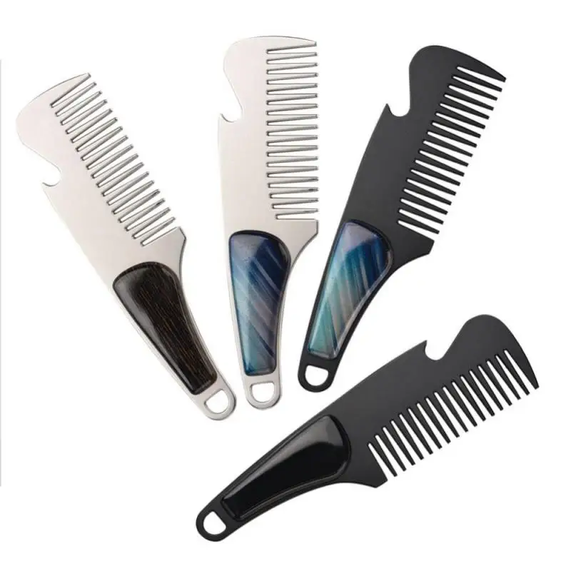 

High Quality Professional Men's Mustache Comb Anti Static Stainless Steel Folding Comb Can Be Use As Bottle Opener Oil Head Comb