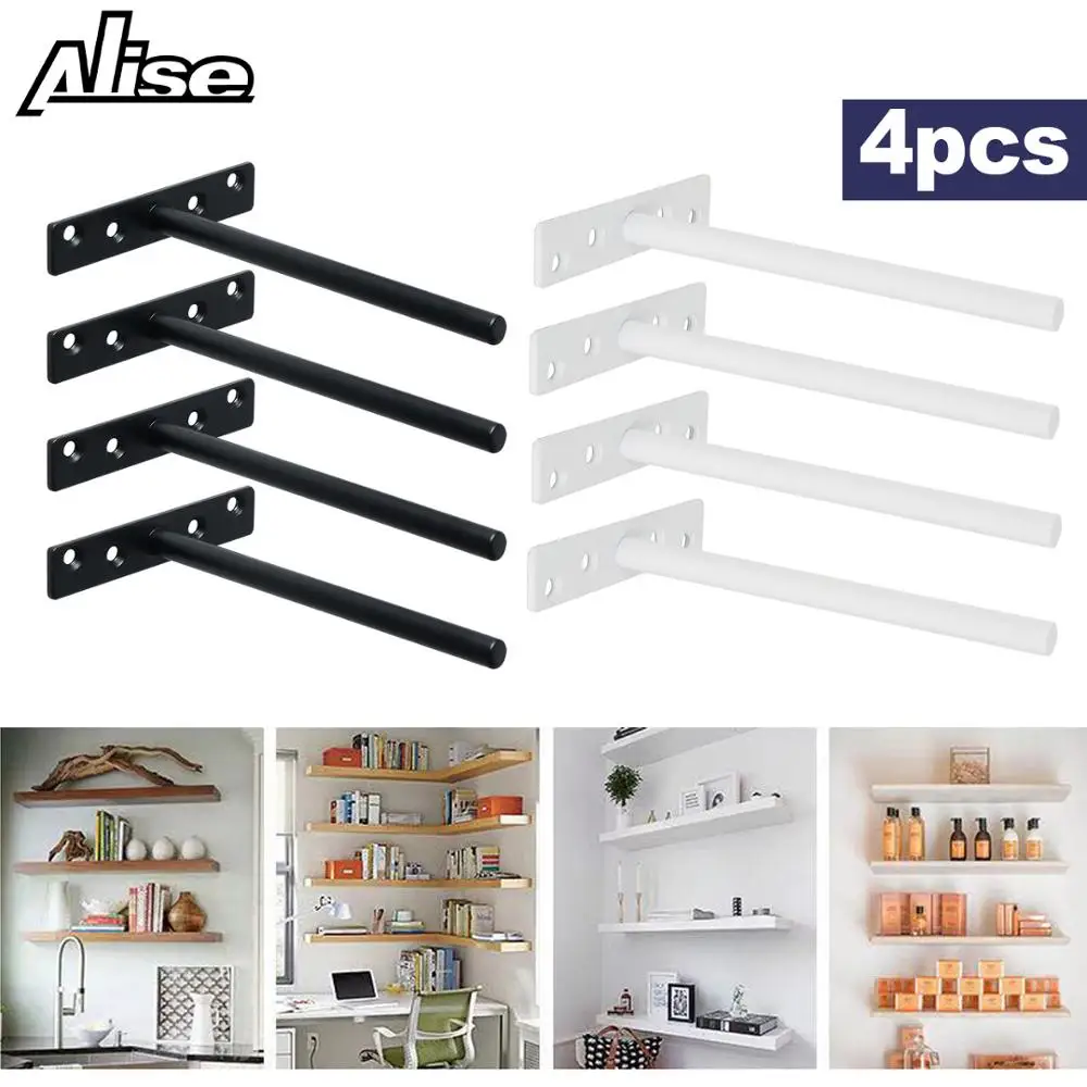 

4Pcs Floating Shelf Bracket Heavy Duty Hidden Brackets Stainless Steel Supports Blind Shelf Wall Mount 6-Inch Raw Wood Shelves