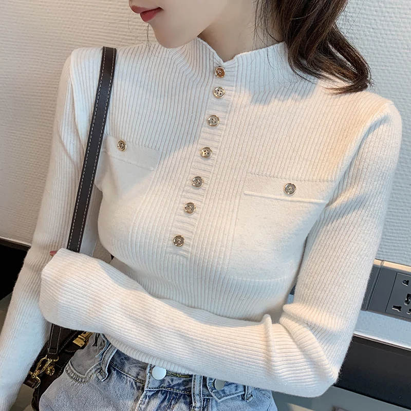 

Sweaters 2021 new women's slim-fit mid-neck knit sweater one