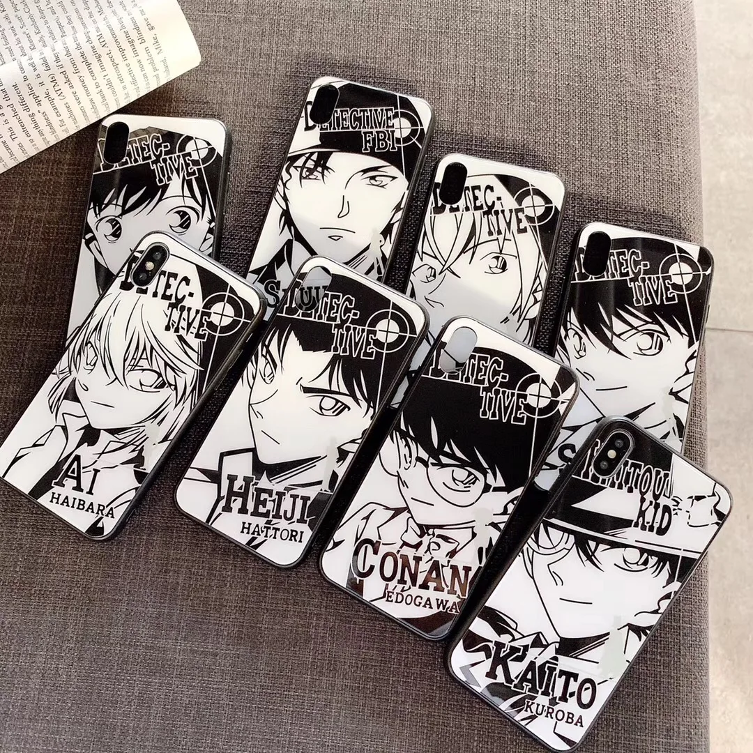 Чехол из закаленного стекла для телефона с изображением детектива Конана