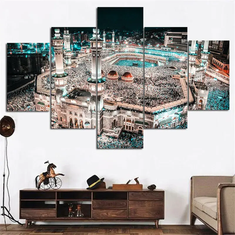 

No Framed Holy Places Of Islam 5 Pcs Canvas Picture Print Wall Art Canvas Painting Wall Decor for Living Room