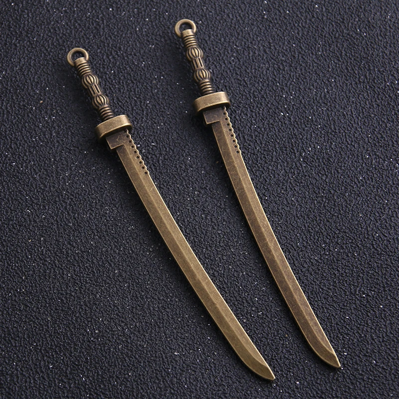 2pcs 10*107mm Alloy Two color Free Shipping Heavy Long Sword Knife Charms Pendant DIY Metal Jewelry Wholesale |