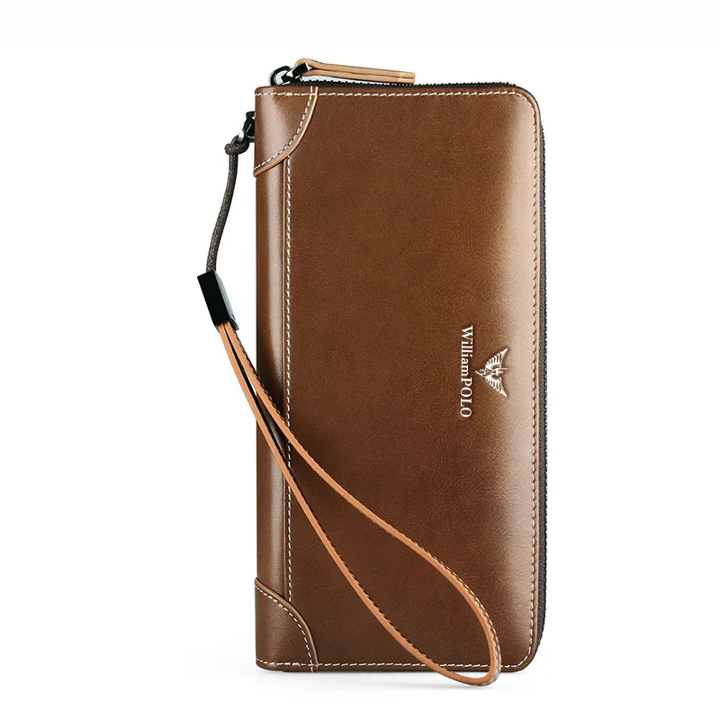 Длинный кожаный кошелек в стиле ретро для мужчин классическая сумка из