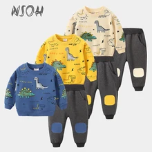 NSOH Children Clothes New Spring Kids Suit Fashion Cotton Boy Tracksuit Sportswear Animal Cartoon Cu