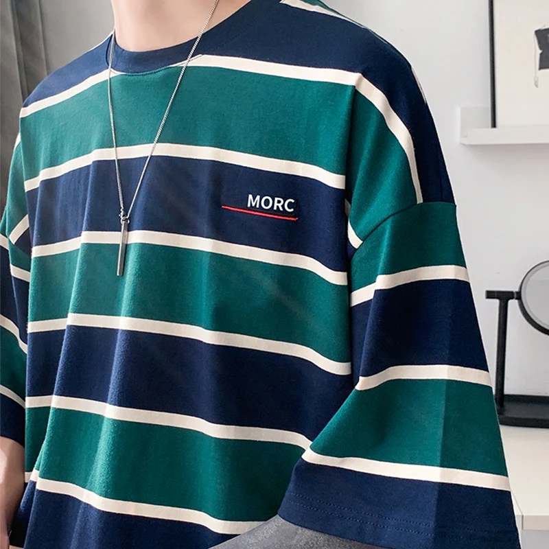 

2021 Summer New Style Hot Sale Cool Striped Men's T-Shirt Fashion Casual Oversized Clothes Hip-Hop Funny All-match Streetwear