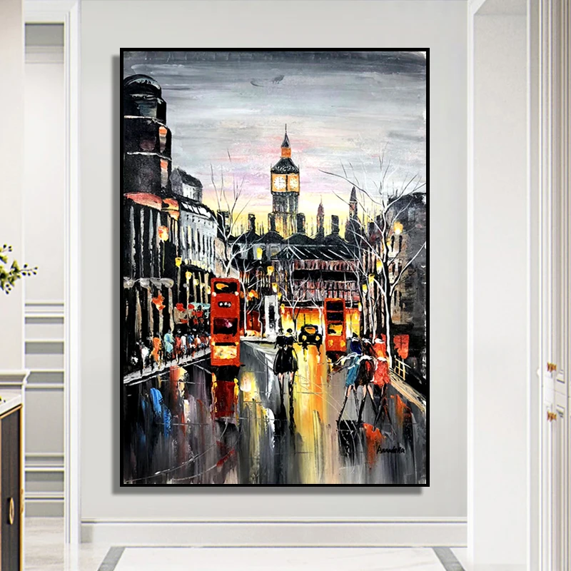 100% ручная роспись абстрактная картина уличный вид художественная живопись на