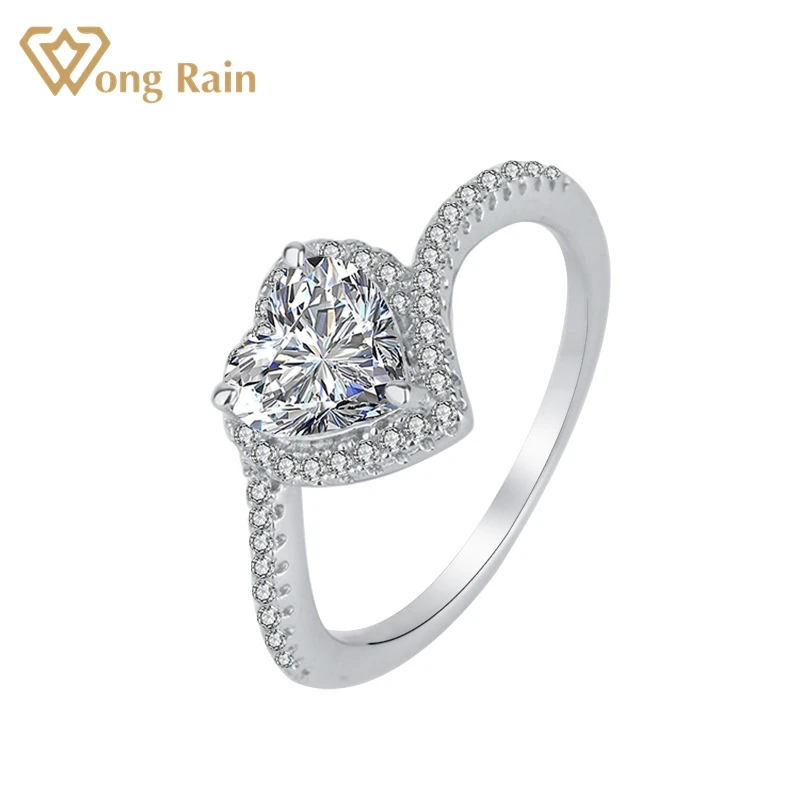 

Женское кольцо с бриллиантами Wong Rain, романтичное обручальное кольцо из серебра 1,2 карата с 925 пробы в форме сердца, Подарочная бижутерия, кар...