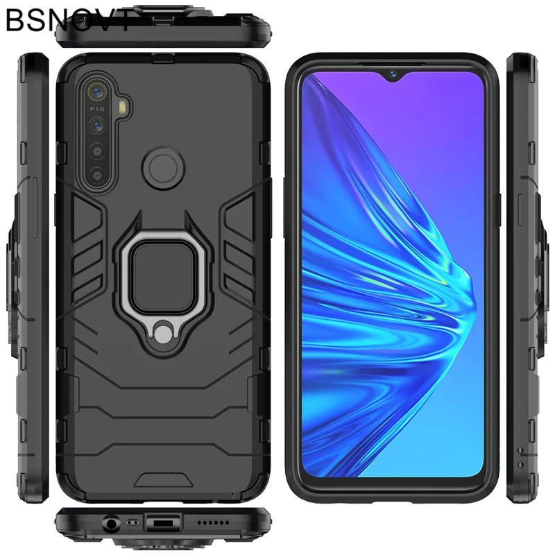 for cover oppo realme 5 case magnetic armor finger ring hard pc cover for oppo realme 5 case for oppo realme 5 6 5 inch bsnovt free global shipping