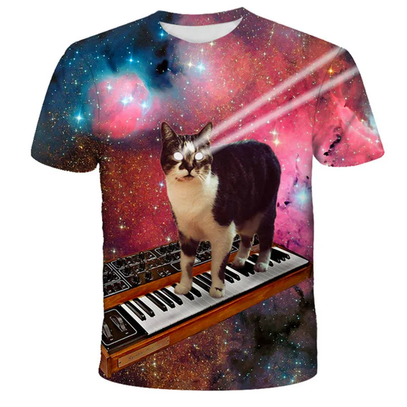 

Cat Children T-shirt for Boy 2021 Summer Animal Print Cat Boys T Shirt for Girls Tops Cartoon Kids tshirt Clothes 4-14 Yrs