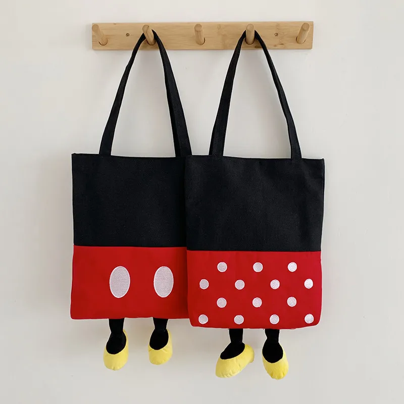 

Симпатичная мультяшная вместительная сумка на одно плечо в новом стиле с Микки-Маусом, Индивидуальная сумка для девушек, холщовые сумки-мес...