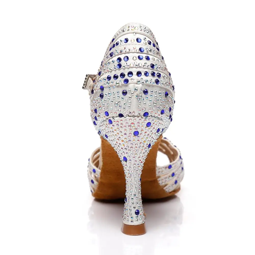 

Latin Dance Shoes With Rhinestone For Women Girls Ladies Tango/Ballroom/Latin Heeled Indoor White Dancing Shoes Dropshipping
