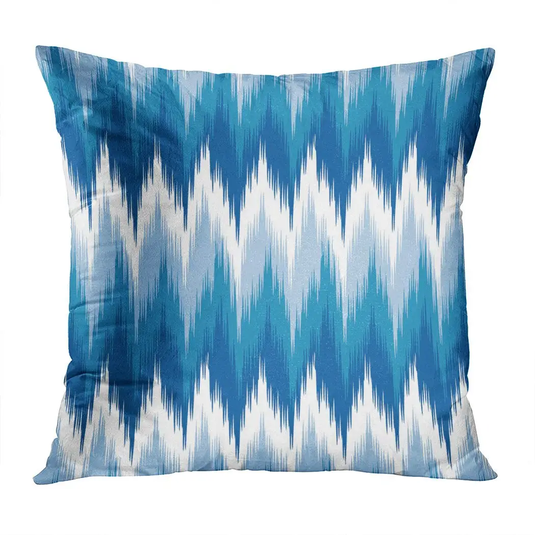 

Throw Pillow Cover Square 18x18 Inch Ikat Zigzag Chevron Pattern Ethnic Faux Cushion Home Sofa Decor Hidden Zipper Polyester