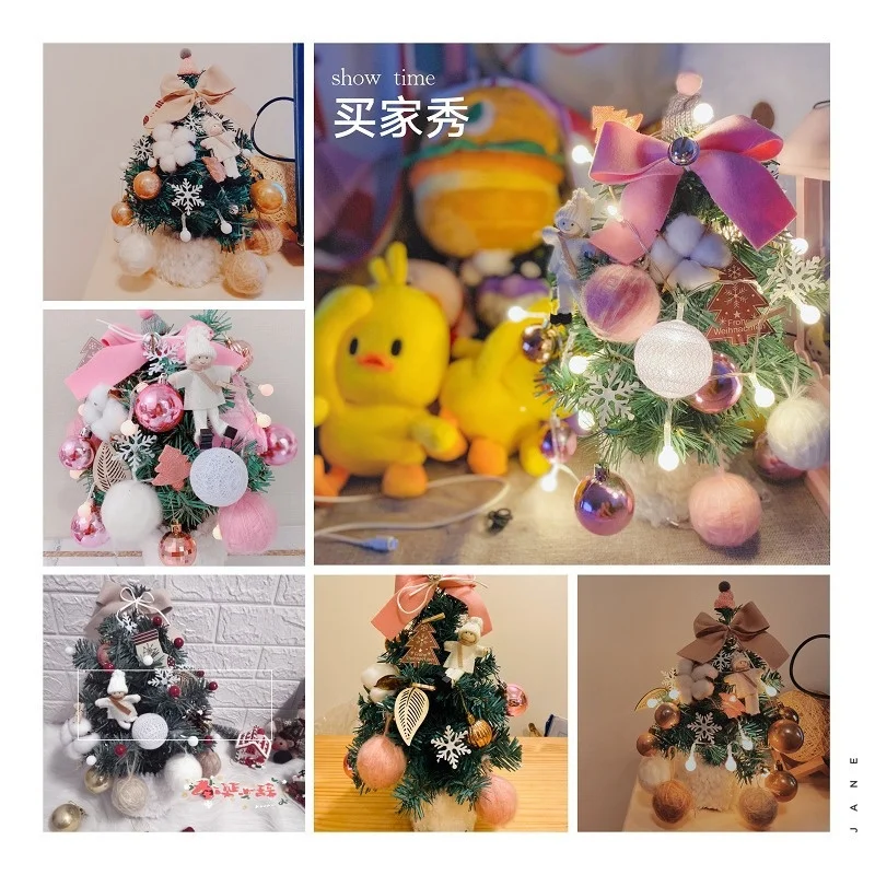 Mini &aacute;rbol de Navidad Artificial con cadena de luces LED, adornos de mesa, Mini &aacute;rbol de Navidad, decoraciones de Navidad DIY, regalo-1