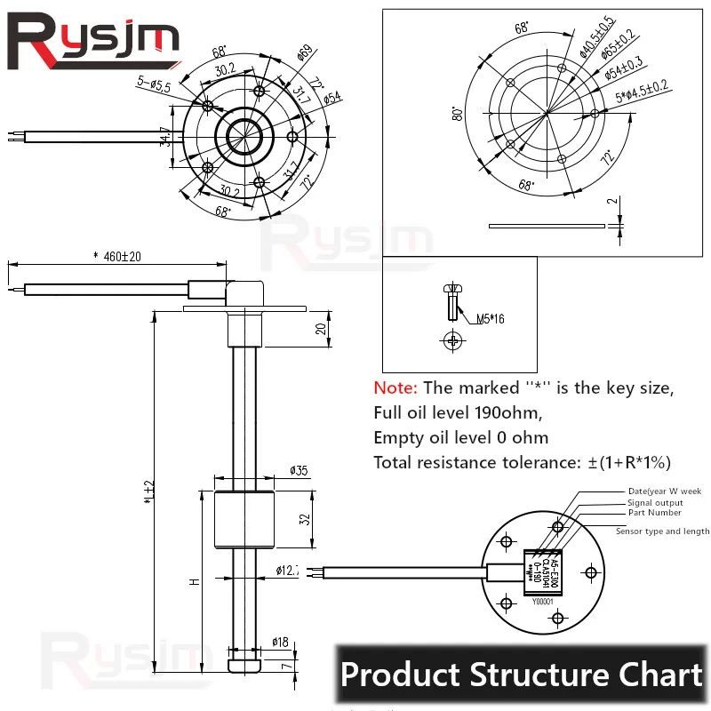 Датчик уровня топлива s 200/250/300/400/450 мм подходит для 0 190ohm 240 33ohm датчик лодки