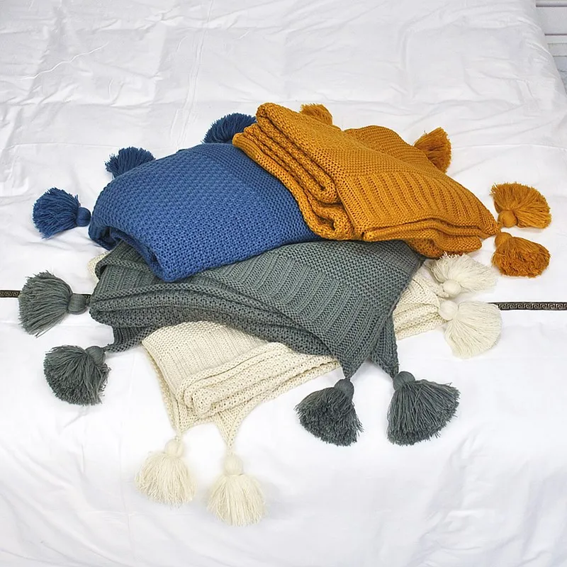 

Мягкое офисное вязаное ворсовое одеяло, одеяло на колено, кондиционер, кровать, хвост, однотонное