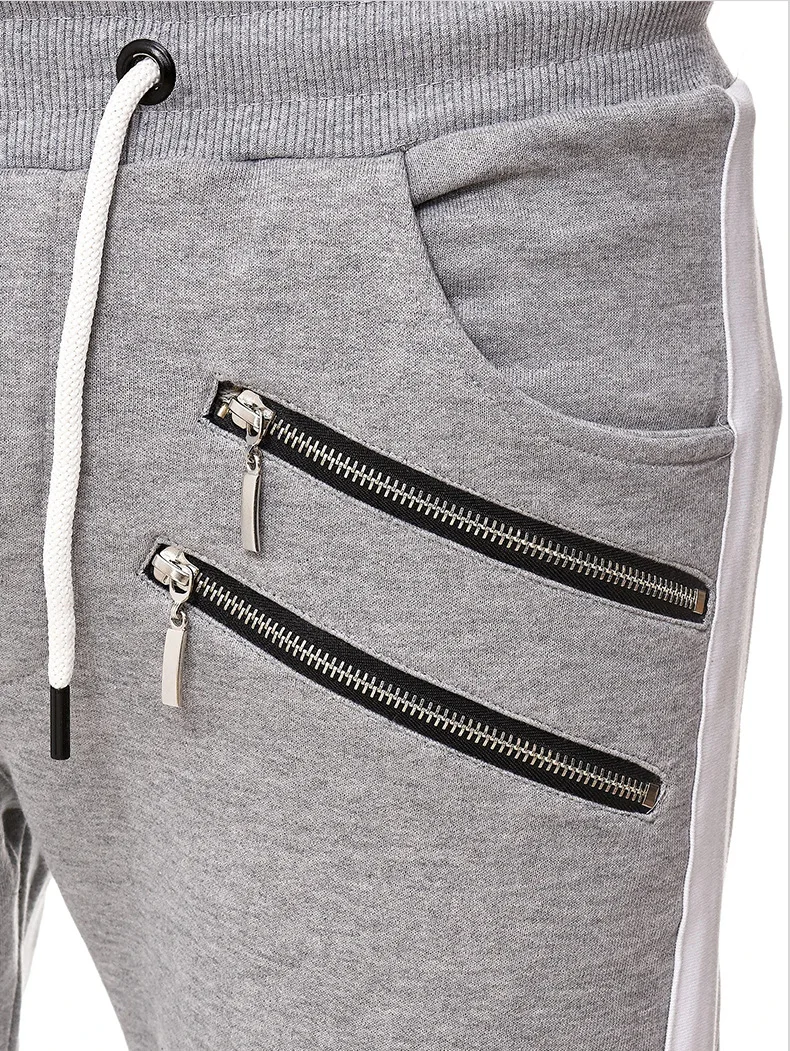

Men's Stitching Pants Splicing Retro Joggers Men Streetwear Trousers Male Elastic Drawstring Cargo Pants Zipper Decoration