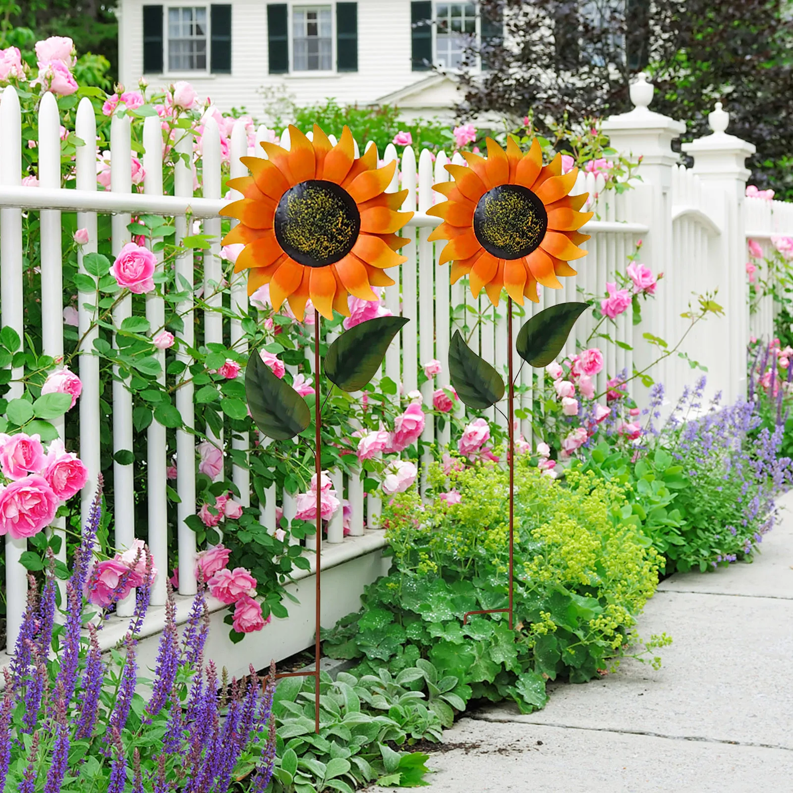 

home decor 2021 Iron Art Sunflower Plug-in Garden Villa Garden Lawn Garden Landscape Sunflower
