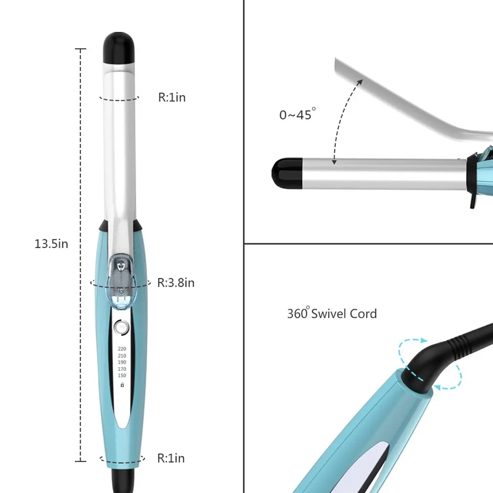 

SM-C506 Spray Curling Iron Interchangeable Curling Wand Ceramic Barrels With A Heat Protective Glove