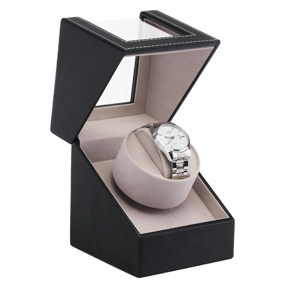 

PU Leather Collection Wristwatch Transparent Cover Display Box Jewelry Organizer Automatic Mechanical Motor Shaker Watch Winder