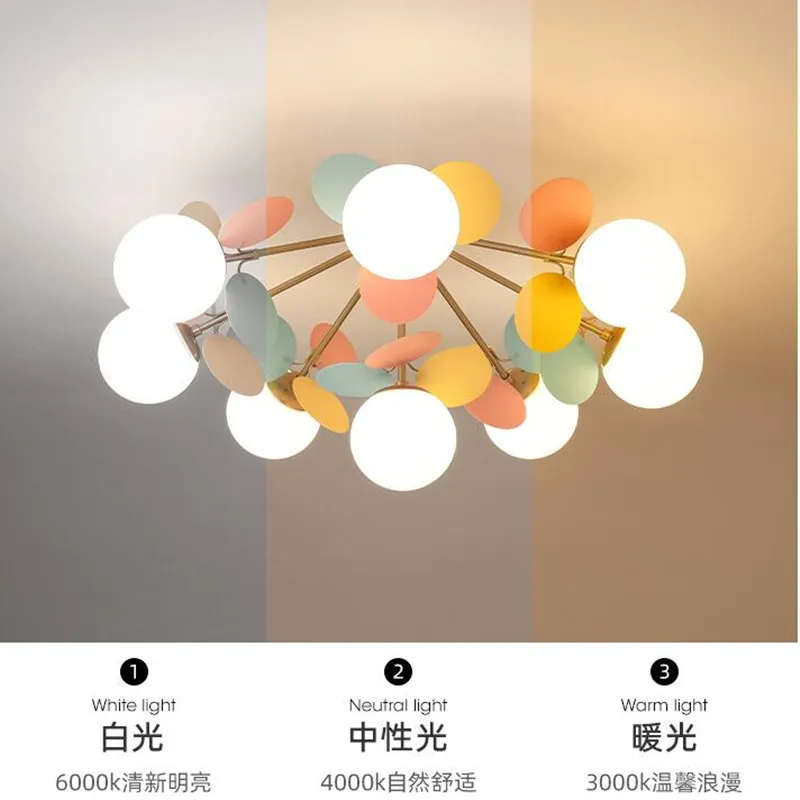 $29.95 Modern Macron Chandeliers Lamp Children Room Living Room Kids Bedroom LED Deco Ceiling Lamp Indoor Colourful Chandelier lighting