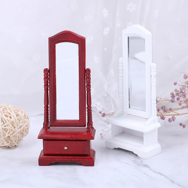 

NEW 1:12 Mini Doll House Full-Length Dressing Mirror Model With Drawer Accessory Room Furniture Toy For Kids
