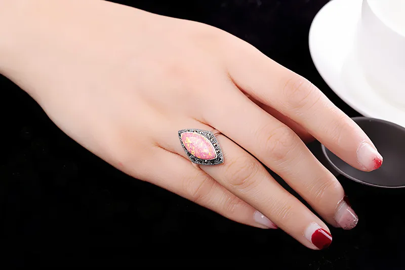 

S925 Sterling Silver Jewelry Thai Silver Lady Opal Ring