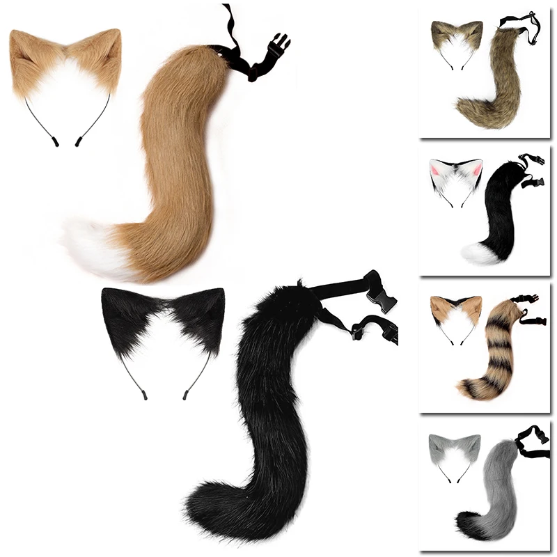 

Sexy Cosplay Fox Tail Headband Set for Women Fashion Soft Faux Fur Tail Headband Set Female Halloween Christmas Party Jewelry