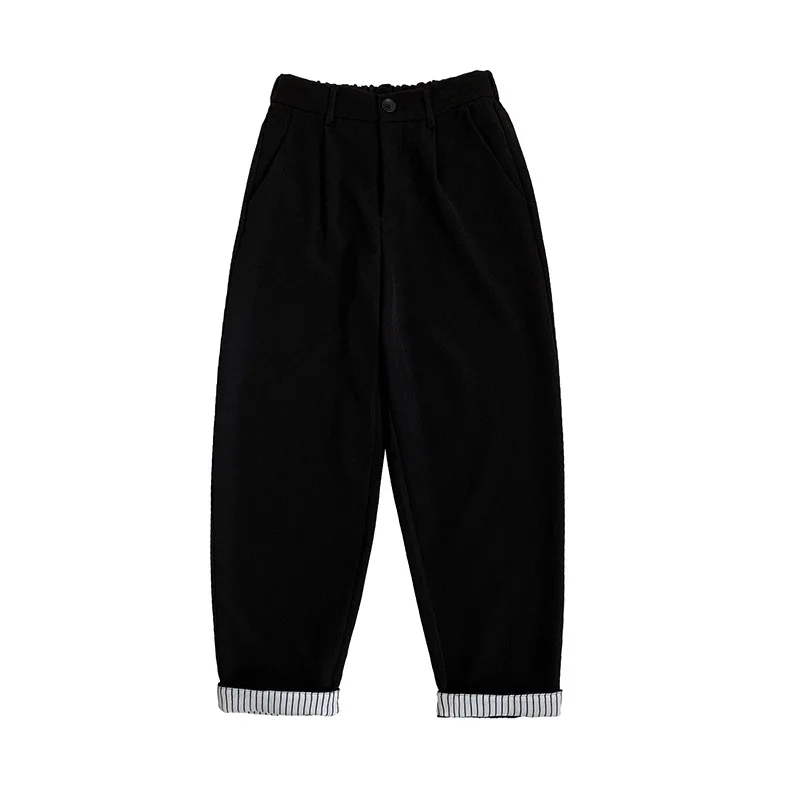 

2021 Summer Pants Men's Loose Straight Cut Nine Pants Fashion Curled Western Pants Casual Wide Leg Pants