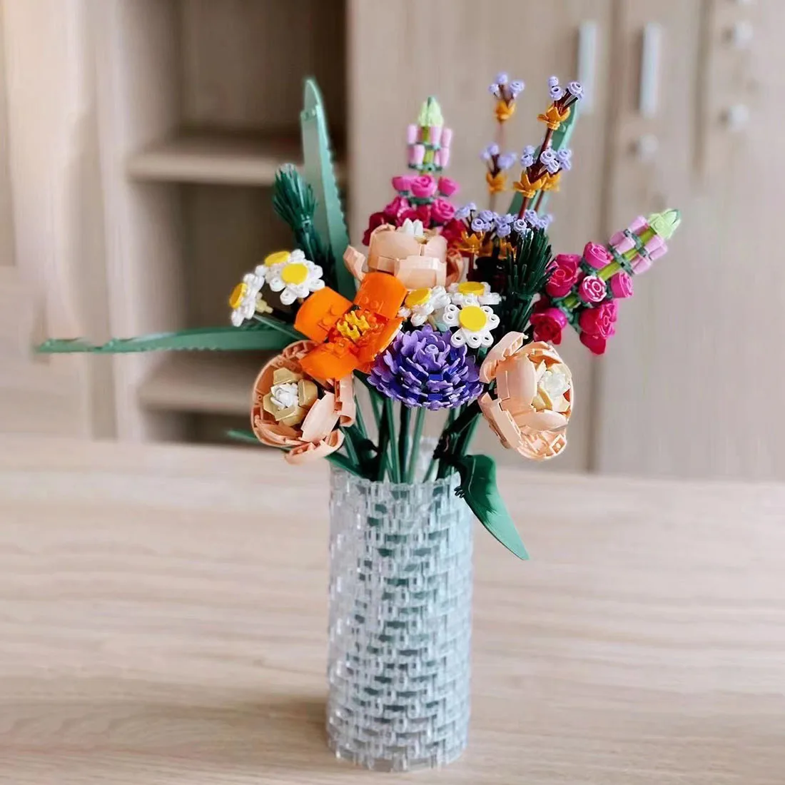 (Под заказ) 400 шт. MOC прозрачные строительные блоки ваза фотоальбом подарок для