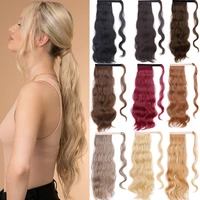 merisi synthetic long hollywood wave ponytail wrap around ponytail body wave clip in hairpiece blonde wave ponytail for women
