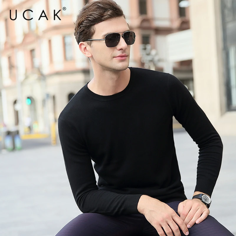 

Свитер мужской однотонный из чистой мериносовой шерсти, на осень/зиму, U1197